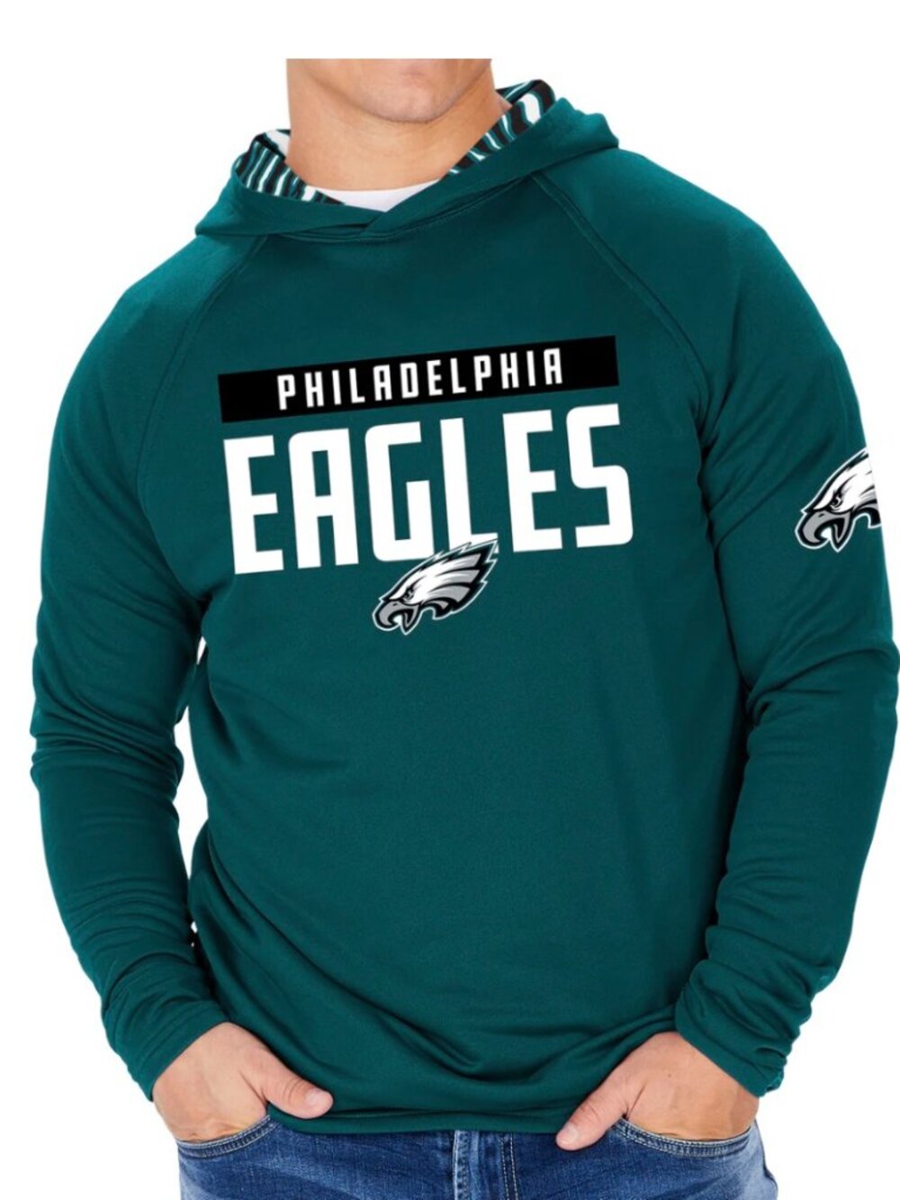 Zubaz NFL Philadelphia Eagles Men's Light Weight Team Color Hoodie Size L
